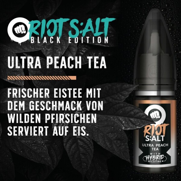 Riot Salt - Black Edition - Hybrid Nic Salt Liquid 10ml Ultra Peach Tea 5 mg/ml